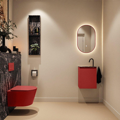 MONDIAZ TURE-DLUX Meuble WC 40 cm Fire. EDEN lavabo Lava position gauche. Avec 1 trou de robinet.