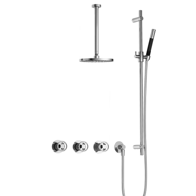 Hotbath Cobber @Work Regendoucheset - inbouw - 30cm plafondarm - 20cm ronde hoofddouche - staafhanddouche - glijstang - chroom