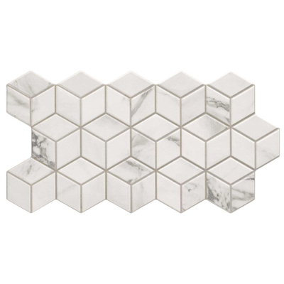 Jabo Rhombus wand- en vloertegel - 26.5x51cm - 10mm - Zeshoek - Marmerlook - Wit mat