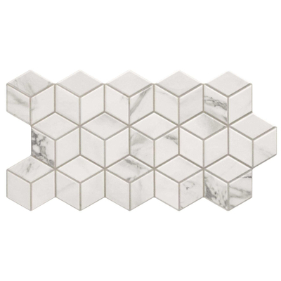 Realonda Ceramica Rhombus wand- en vloertegel - 26.5x51cm - 10mm - Zeshoek - Marmerlook - Wit mat