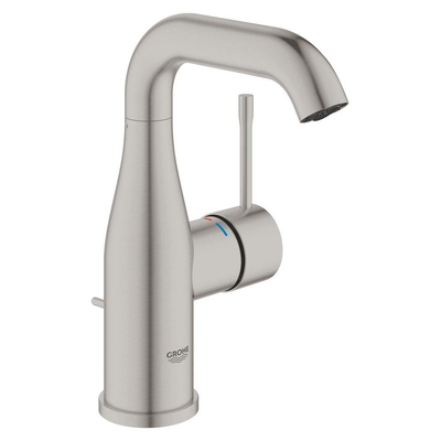 Grohe Essence Wastafelkraan Opbouw - uitloop 11.4cm - M-size - hoge draaibare uitloop - waste - Supersteel (RVS)
