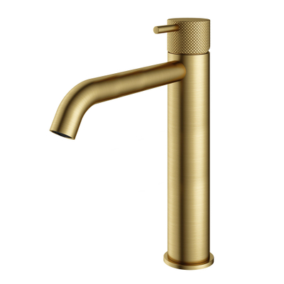 Hotbath Cobber X Hoge wastafelmengkraan - zonder waste - PVD - geborsteld messing (goud)