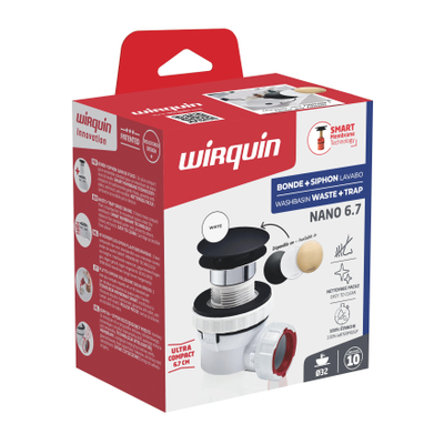 Wirquin Nano 6.7 Wastafelsifon - pop-up waste - wit