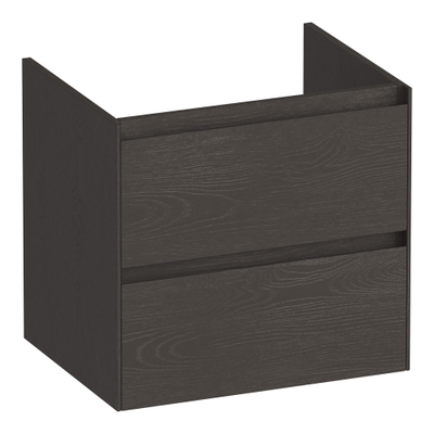 BRAUER Inspire wastafelonderkast 60 2 softclose lades - greeploos - 1 sifon uitsparing - Timber Anthracite