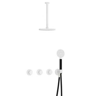 Hotbath Cobber IBS70 Regendoucheset inbouw - 30cm plafondarm - 20cm ronde hoofddouche - 3 standen handdouche - wit mat