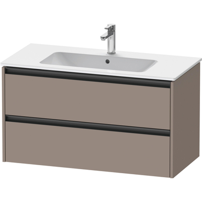 Duravit Ketho.2 Wastafelonderbouwkast - met 2 laden - 101x48x55cm - met grepen antraciet - basalt mat