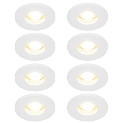 QAZQA Shed Spot encastrable - set de 8 - 8,5x8,5cm - IP54 - rond - blanc mat