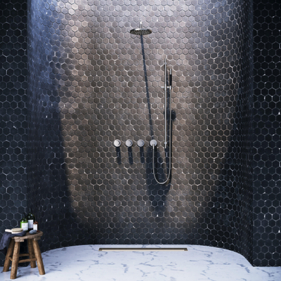 Hotbath Cobber IBS70 Regendoucheset - inbouw - 38.5cm wandarm - 20cm ronde hoofddouche - 3 standen handdouche - glijstang - geborsteld nikkel (RVS)