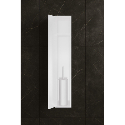 Hotbath &MORE Niche encastrée et Ensemble balai WC - 16x60x13cm - Blanc mat