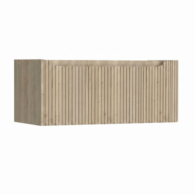 H&R Badmeubelen Juice Wastafelonderkast - 100x45x40cm - rechterhoek afgerond - 3D-front - 1 lade - geïntegreerde greep - french oak