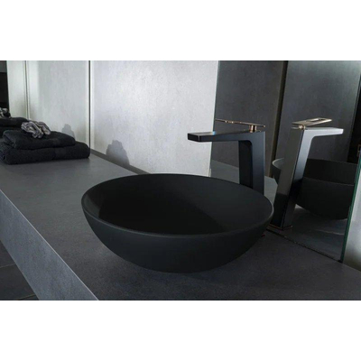 By Goof Waskom - opbouw - 38.5x13.8x38.5cm - Solid surface - Rond - Mat Zwart