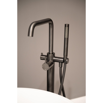 Hotbath Ace Partie visible - mélangeur de bain - autoportant - flexible de douche - douchette à main - Noir poli PVD