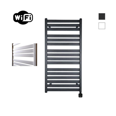 Sanicare HPW - Moda Elektrische Radiator - 120x60cm - 876W - wifi - thermostaat - zwart - rechtsonder - mat zwart