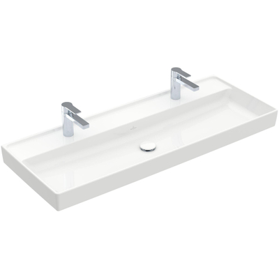 Villeroy & Boch Collaro lavabo à poser sur meuble - 120x47cm - sans trop-plein 2 trous de robinet blanc