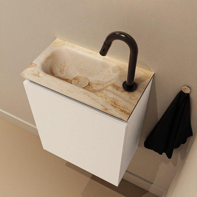 MONDIAZ TURE-DLUX 40cm toiletmeubel Talc. EDEN wastafel Frappe positie links. Met 1 kraangat.