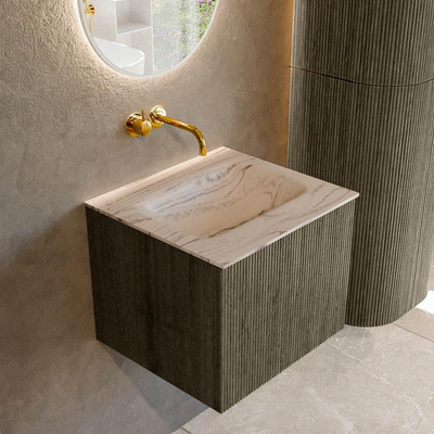 MONDIAZ KURVE-DLUX Meuble de salle de bains 50 cm couleur Shadow avec 1 tiroir et 0 porte. Lavabo GRUNNE Central sans trou de robinet Nata.