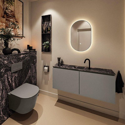 MONDIAZ TURE-DLUX Meuble toilette - 120cm - Smoke - EDEN - vasque Lava - position centrale - 1 trou de robinet