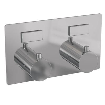 BRAUER Chrome Edition Thermostatische Regendouche inbouw - drukknoppen - SET 65 - 20cm hoofddouche - plafondarm - staaf handdouche - doucheslang - geïntegreerde glijstang - chroom