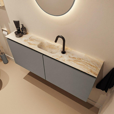 MONDIAZ TURE-DLUX 120cm toiletmeubel Smoke. EDEN wastafel Frappe positie midden. Met 1 kraangat.