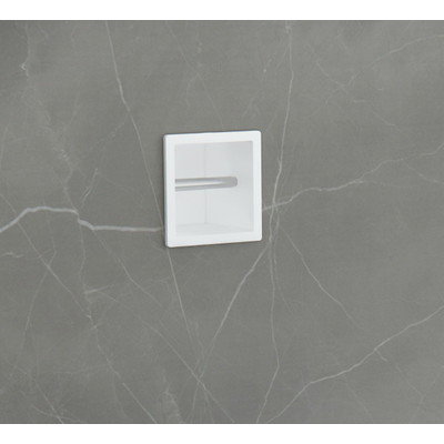 Fortifura Calvi Toiletrolhouder - inbouw - 17.3x17.3x15.3cm - Mat wit OUTLETSTORE