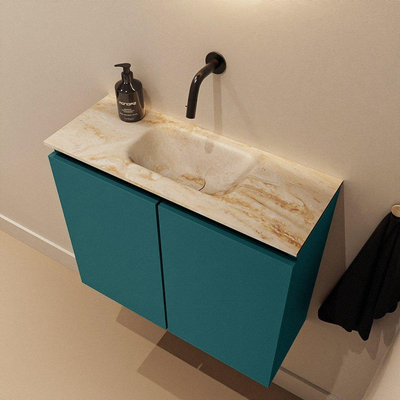 MONDIAZ TURE-DLUX Meuble toilette - 60cm - Smag - EDEN - vasque Frappe - position centrale - sans trou de robinet