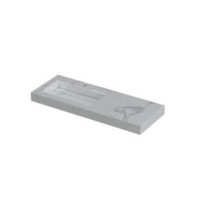 INK Pitch wastafel - 120x45x9cm - 1 wasbak links - 1 kraangat - drain keramiek Statuario glans