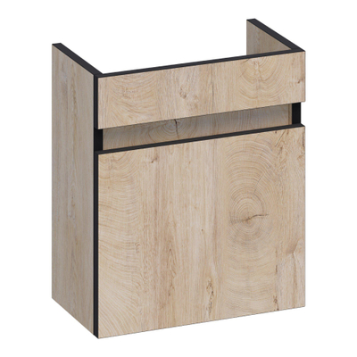 BRAUER Joy Edge meuble sous-lavabo pour lave-mains - 40x45x22cm - porte battante à droite - sans poignée - Forest Wheat