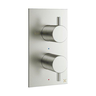 Crosswater MPRO Robinet de baignoire thermostatique encastrable vertical 2 fonctions avec poignées - Inox