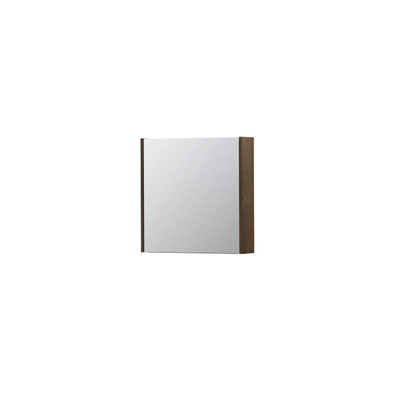 INK SPK1 Spiegelkast - 60x14x60cm - 1 deur - dubbelzijdige Spiegel - schakelaar en stopcontact - MDF Fineer Chocolate