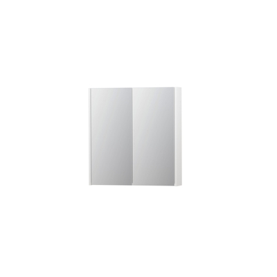 INK Spiegelkast met 2 dubbelzijdige spiegeldeuren 70x15x73cm met softclose HPL Aluminium grijs TWEEDEKANS