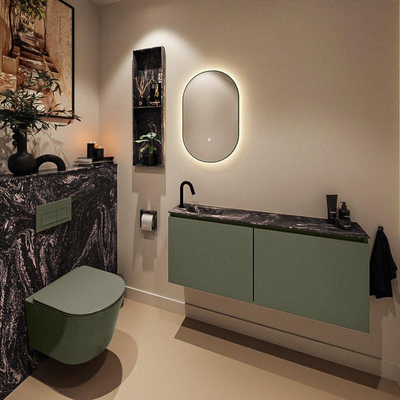 MONDIAZ TURE-DLUX Meuble toilette - 120cm - Army - EDEN - vasque Lava - position gauche - 1 trou de robinet