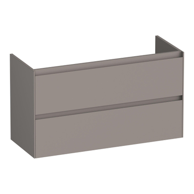 BRAUER Inspire wastafelonderkast ondiep 100 2 softclose lades - greeploos - 1 sifon uitsparing - mat taupe