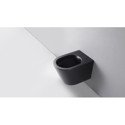QeramiQ Dely WC suspendu – sans bride – profondeur 51,7 cm – avec abattant softclose 35 mm – noir mat