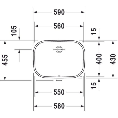 Duravit D Code Vasque encastrable par dessous 56x40cm sans trou pour robinetterie avec trop plein Blanc