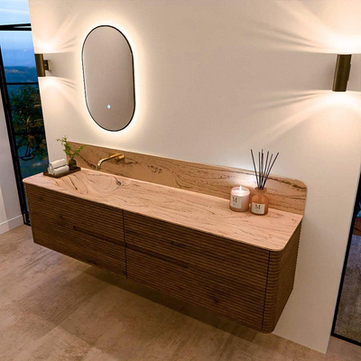 Mondiaz CIRO-DLUX Badkamermeubelset - 190x45x50cm - Solid surface wastafel Arena - 1 wasbak Links - zonder kraangaten - 4 lades - Dusk