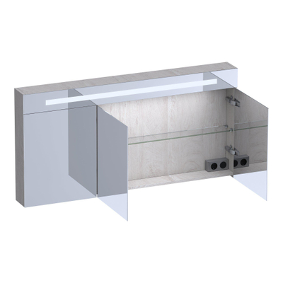 BRAUER Promise Deluxe spiegelkast - 140x70x15cm - met verlichting 3 dubbelzijdige spiegeldeuren - Forest Seashell