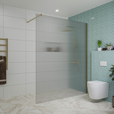 Fortifura Galeria Douche à l'italienne - 160x200cm - verre nervuré - Laiton brossé