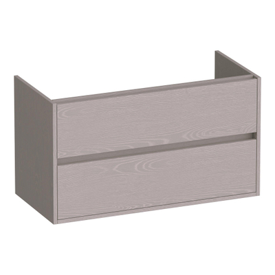 BRAUER Adore meuble sous-lavabo - 100x46x55cm - 2 tiroirs softclose - sans poignées - 1 découpe pour siphon - Timber Greige
