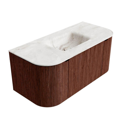 Mondiaz KURVE-DLUX Badkamermeubelset - 100x46x40cm - 1 lade - 2 deuren - wastafel solid surface - midden - zonder kraangat - Ruby