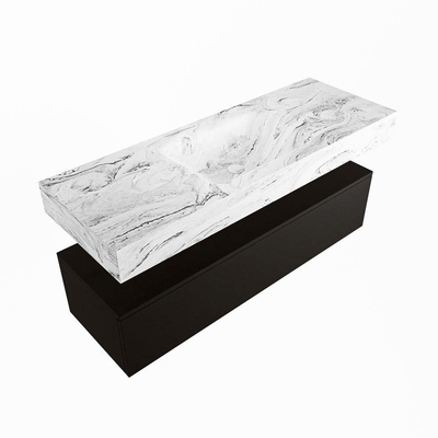 Mondiaz ALAN-DLUX Ensemble de meuble - 130cm - meuble Urban mat - 1 tiroir - Lavabo Cloud Glace suspendu - vasque Centre - 0 trous de robinet