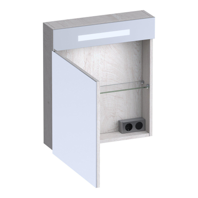 BRAUER Promise armoire de toilette – 59 x 70 x 15 cm – LED directe en haut – ouverture à gauche – Forest Seashell
