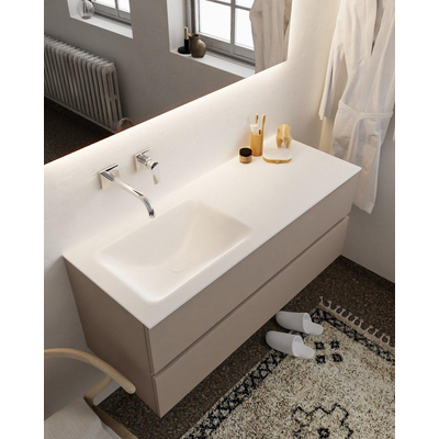 Mondiaz VICA ensemble de meuble de salle de bain - 120cm - meuble sous-vasque fumée - 2 tiroirs - lavabo nuage gauche - sans trou de robinet version XL 60cm de haut