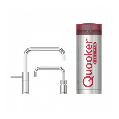 Quooker BE Nordic Square Twintaps robinet d'eau bouillante - bec pivotant - réservoir PRO3 - Eau chaude / bouillante - Chrome