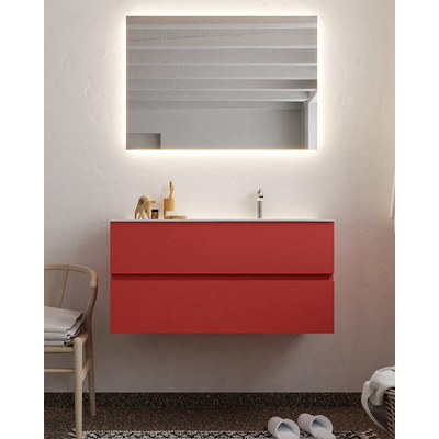 Mondiaz VICA ensemble de meuble de salle de bain - 100cm - meuble sous-vasque fire - 2 tiroirs - lavabo moon droite - 1 trou de robinet - miroir LED - version XL 60cm de haut