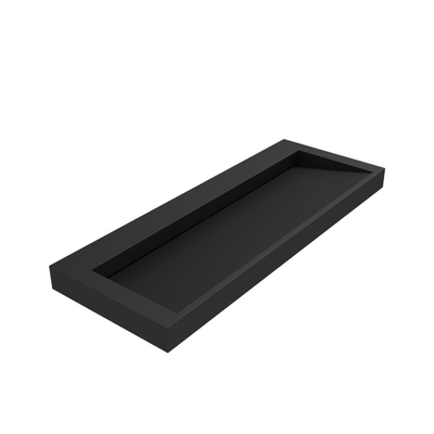 Thebalux Type Glacier Vasque 120x46x8cm sans trou de robinet 2 vasques rectangulaire Solid Surface noir mat