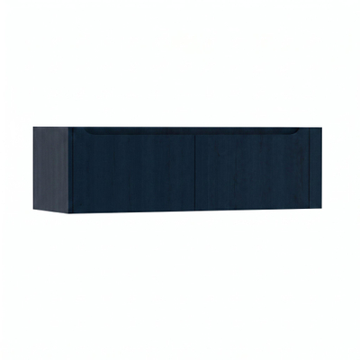 H&R Badmeubelen Juice Meuble sous-vasque - 140x45x40cm - angle droit arrondi - 2 tiroirs - poignée intégrée - blue oak