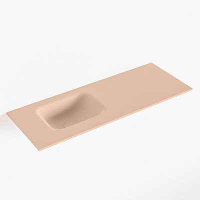 Mondiaz LEX Fontaine - 80x30x0.9cm - lavabo à gauche - sans trous de robinet - pour meuble WC - Solid surface - Rosee