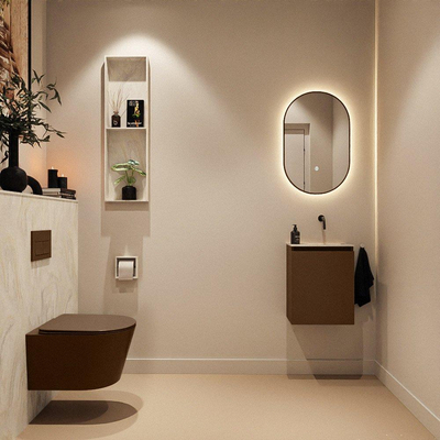 MONDIAZ TURE-DLUX Meuble toilette - 40cm - Rust - EDEN - vasque Ostra - position droite - sans trou de robinet