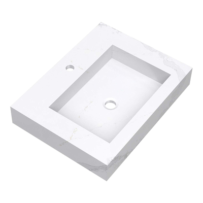 Saniclass Artificial Marble Lavabo pour meuble 59.6x45.7x10.5cm sans trop-plein 1 vasque Centre 1 trou de robinet Composite Calacatta Gold