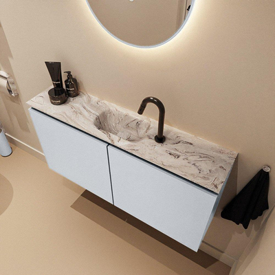MONDIAZ TURE-DLUX 100cm toiletmeubel Clay. EDEN wastafel Glace positie midden. Met 1 kraangat.